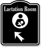 Lactation Room 45 Degee Up Left Arrow BLACK Aluminum Composite Sign