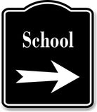 School Right Arrow BLACK Aluminum Composite Sign