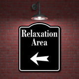 Relaxation Area Left Arrow BLACK Aluminum Composite Sign