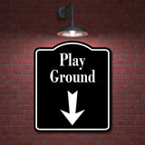 Play Ground Down Arrow BLACK Aluminum Composite Sign
