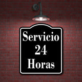 Servicio 24 Horas Spanish Muestra al aire libre  BLACK Aluminum Composite Sign
