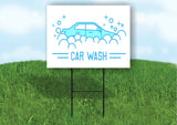 CAR WASH BLUE Plastic Yard Sign ROAD SIGN with Stand