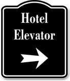Hotel Elevator Right Arrow BLACK Aluminum Composite Sign