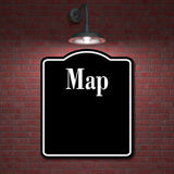 Map Directions BLACK Aluminum Composite Sign
