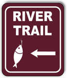 RIVER TRAIL DIRECTIONAL LEFT ARROW CAMPING Metal Aluminum composite sign