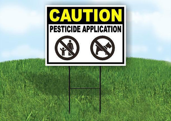 CAUTION PESTICIDES NO PEOPLE NO DOGS Yard Sign Road with Stand LAWN SIGN