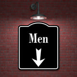 Men Down Arrow BLACK Aluminum Composite Sign