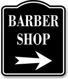 Barber Shop Right Arrow BLACK Aluminum Composite Sign