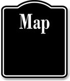Map Directions BLACK Aluminum Composite Sign