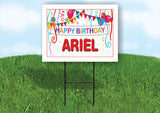 ARIEL HAPPY BIRTHDAY BALLOONS 18 in x 24 in Yard Sign Road Sign with Stand