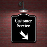 Customer Service 45 Degree Down Right Arrow BLACK Aluminum Composite Sign