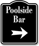 Poolside Bar Right Arrow BLACK Aluminum Composite Sign