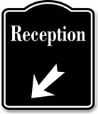 Reception 45 Degree Down Left Arrow BLACK Aluminum Composite Sign