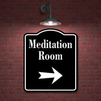 Meditation Room Right Arrow BLACK Aluminum Composite Sign