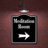 Meditation Room Right Arrow BLACK Aluminum Composite Sign