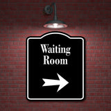 Waiting Room Right Arrow BLACK Aluminum Composite Sign