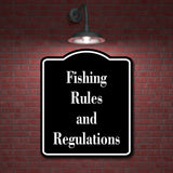 Fishing Rules and Regulations Fishing BLACK Aluminum Composite Sign