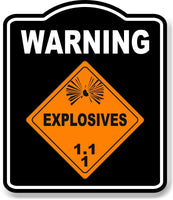 Warning_Explosives_1.1_orange_safty_osha_danger_black Aluminum Composite Sign