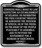 Congress Shall Make No Law First Amendment BLACK Aluminum Composite Sign