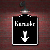 Karaoke Down Arrow BLACK Aluminum Composite Sign