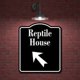 Reptile House Zoo 45 Degree Up Left Arrow BLACK Aluminum Composite Sign