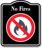 No Fires Symbol Prohibition BLACK Aluminum Composite Sign