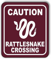 CAUTION RATTLESNAKE CROSSING TRAIL Metal Aluminum composite sign