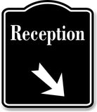 Reception 45 Degree Down Right Arrow BLACK Aluminum Composite Sign
