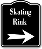 Skating Rink Right Arrow BLACK Aluminum Composite Sign