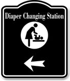 Diaper Changing Station Left Arrow BLACK Aluminum Composite Sign