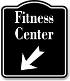 Fitness Center 45 Degree Down Left Arrow BLACK Aluminum Composite Sign