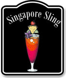 Singapore Sling Cocktail Bar Sign BLACK Aluminum Composite Sign
