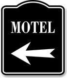 Motel Left Arrow BLACK Aluminum Composite Sign