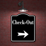 Check-Out Right Arrow BLACK Aluminum Composite Sign
