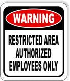 WARNING Restricted Area Authorized Employees Only METAL Aluminum Composite Sign