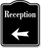 Reception Left Arrow BLACK Aluminum Composite Sign