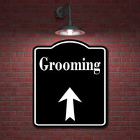 Grooming Room Up Arrow BLACK Aluminum Composite Sign