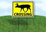 DEER BUCK DOE CROSSING XING YELLOW Plastic Yard Sign ROAD SIGN with Stand
