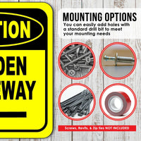 CAUTION HIDDEN DRIVEWAY LEFT ARROW Metal Aluminum Composite Sign