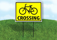 BIKE PEDESTRIAN CROSSING XING YELLOW Plastic Yard Sign ROAD SIGN with Stand