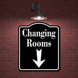 Changing Rooms Down Arrow BLACK Aluminum Composite Sign