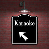 Karaoke 45 Degree Up Left Arrow BLACK Aluminum Composite Sign