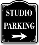 Studio Parking Right Arrow BLACK Aluminum Composite Sign