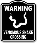 Warning Venomous Snake Crossing Trail BLACK Aluminum Composite Sign