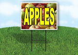 APPLES W YELLOW LETTERS APPLE BACKGROUND Plastic Yard Sign ROAD SIGN with Stand