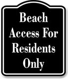 Beach Access For Residents Only BLACK Aluminum Composite Sign