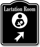 Lactation Room 45 Degee Up Right Arrow BLACK Aluminum Composite Sign
