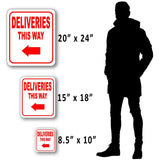 Deliveries This Way w/ Left Arrow Outdoor Aluminum composite sign