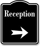 Reception Right Arrow BLACK Aluminum Composite Sign