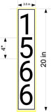 CUSTOM 102 Vertical Address signs 3.5"x20", 4" high numbers
